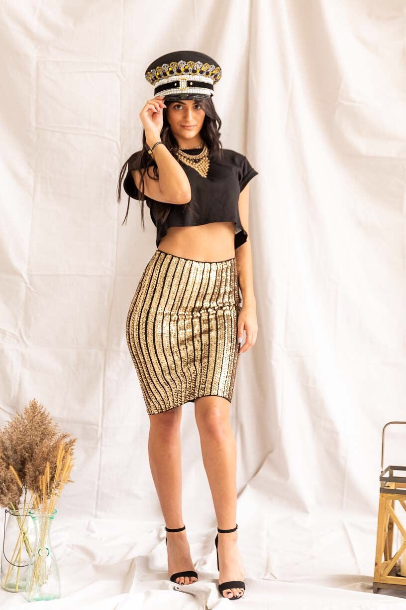 Crimson Nights | Festive Fitted Skirt - PepperLilly